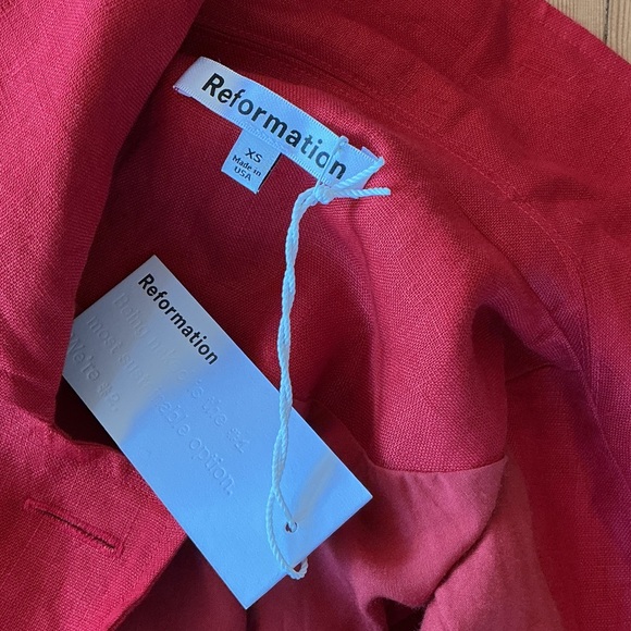 Reformation Irene Linen Red Trench Coat - Picture 2 of 16